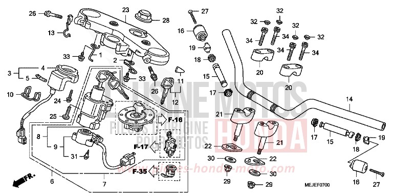 ROHRGRIFF/OBERE BRUECKE von CB1300 Super Bold'or ABS PEARL FADELESS WHITE (NH341KF) von 2007